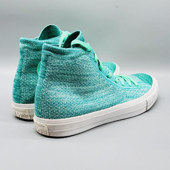Converse Shoes Mens 9.5 Womens 11.5 Green Knit Chucks High Top All Star Sneakers - Picture 9 of 12